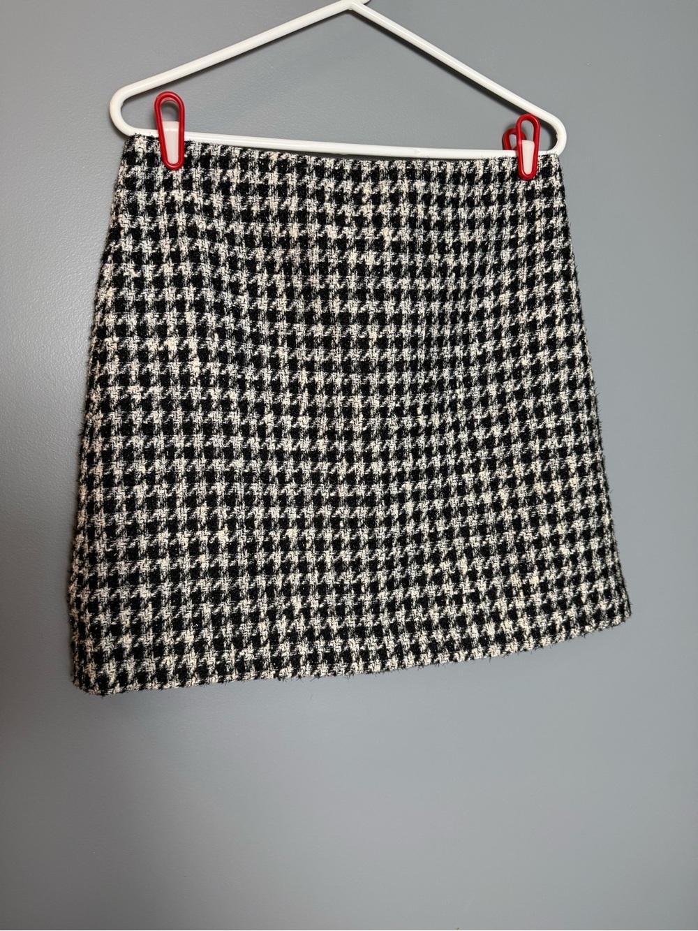 Loft Houndstooth Cool Weather Lined Miniskirt Black/Why Sz 6